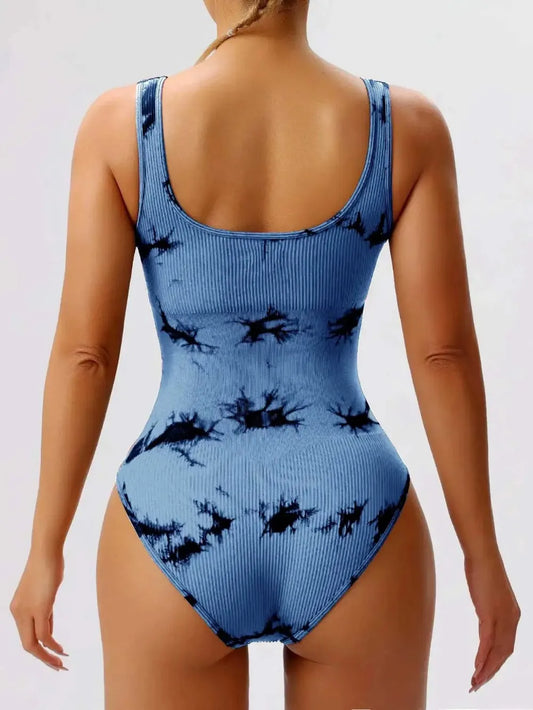 Tie-Dye Scoop Neck Wide Strap Active Bodysuit – by Trenzyco