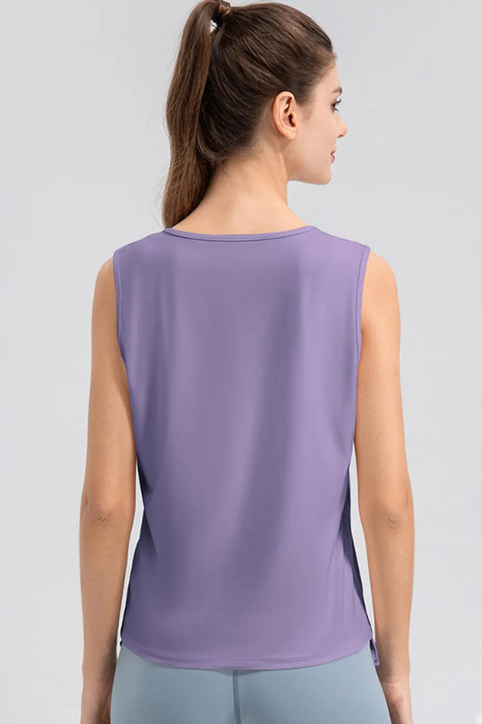 Notched Wide Strap Active Tank – by Trenzyco