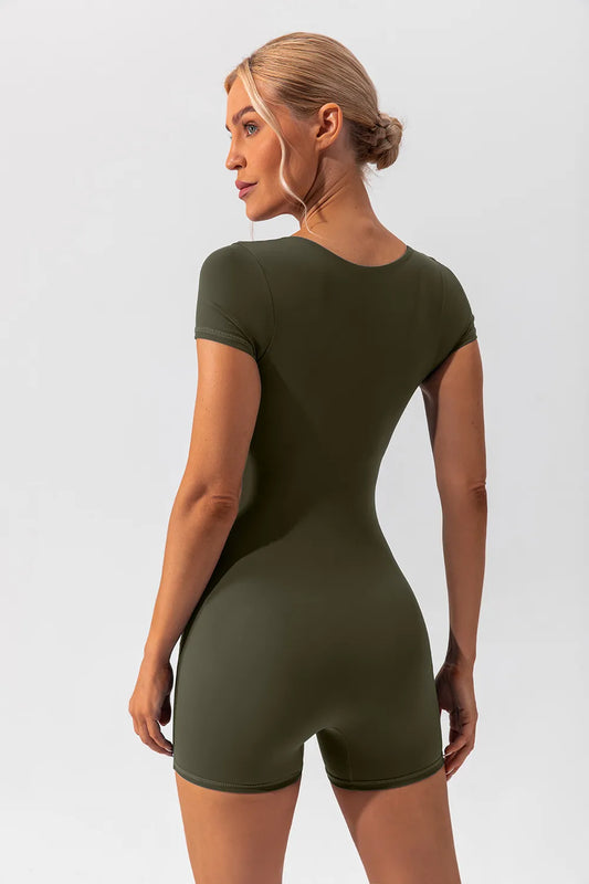 Square Neck Cap Sleeve Active Romper – by Trenzyco