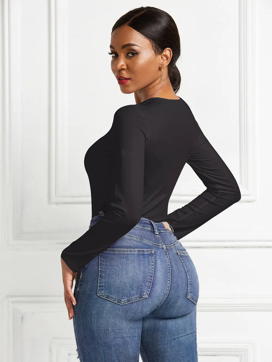 Round Neck Long Sleeve Bodysuit – by Trenzyco