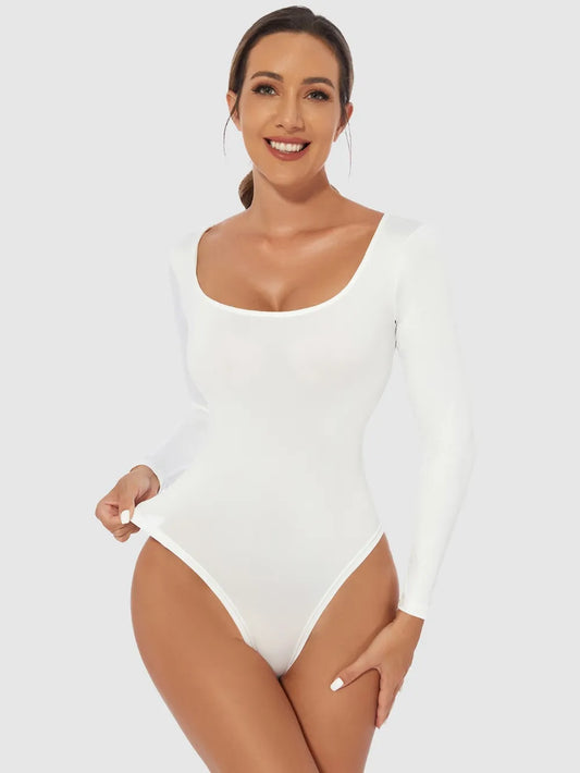 Full Size Scoop Neck Long Sleeve Bodysuit – by Trenzyco