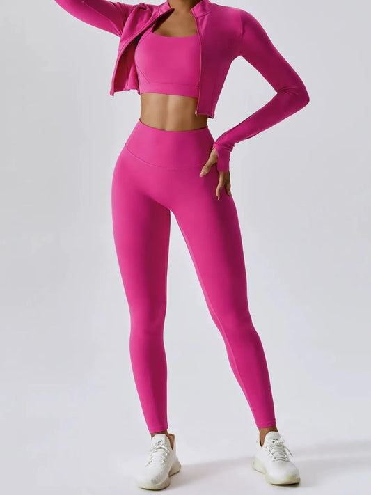Bra Outerwear and Leggings 3-Piece Active Set –  by Trenzyco
