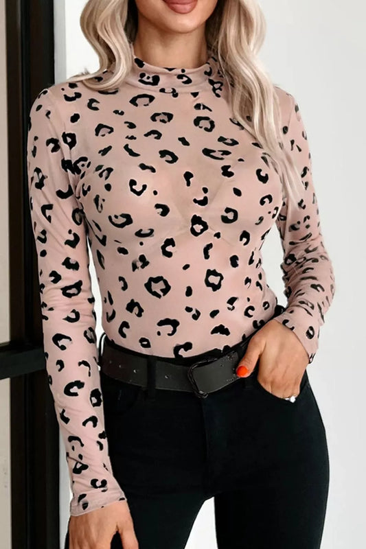 Leopard Print Sheer Mesh Bodysuit –  by Trenzyco