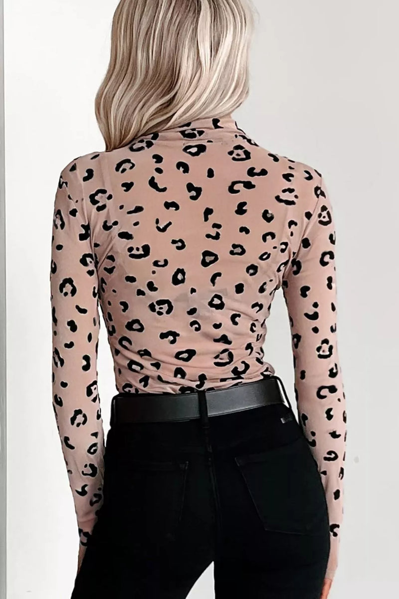 Leopard Print Sheer Mesh Bodysuit –  by Trenzyco