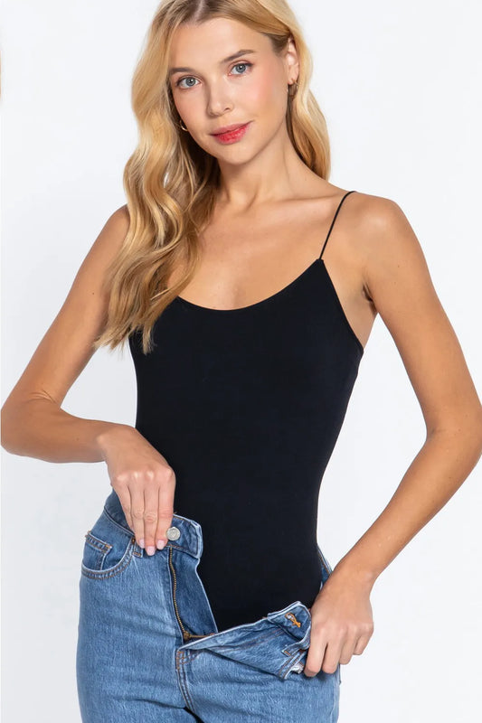 ACTIVE BASIC Ribbed Round Neck Seamless Cami Bodysuit –  by Trenzyco
