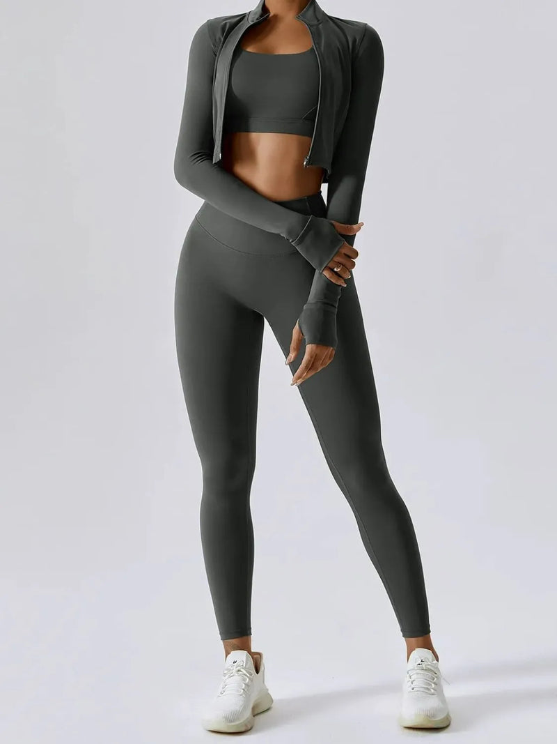 Bra Outerwear and Leggings 3-Piece Active Set –  by Trenzyco