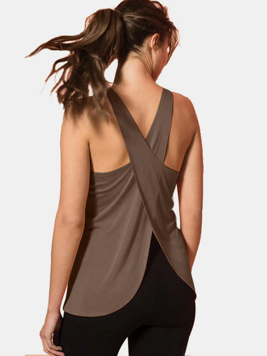 Crisscross Scoop Neck Active Tank –  by Trenzyco
