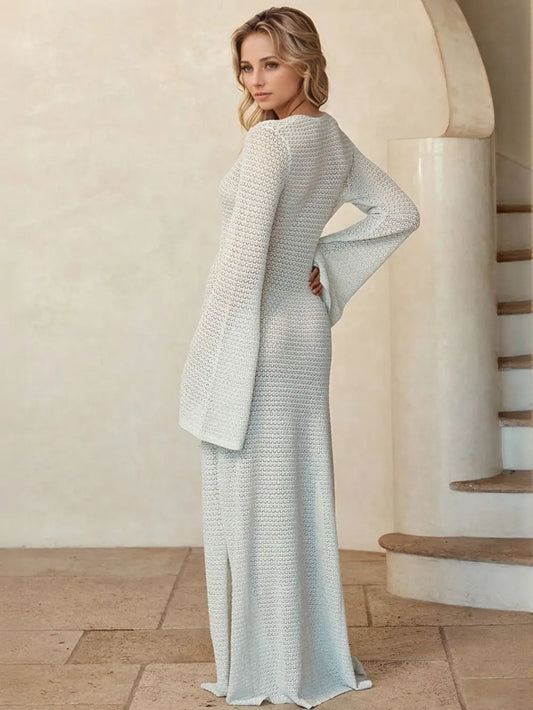 Slit Plunge Flare Sleeve Cover-Up Dress – by Trenzyco