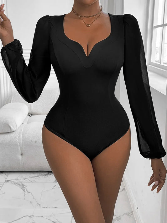 Perfee Sweetheart Neck Long Sleeve Bodysuit –  by Trenzyco
